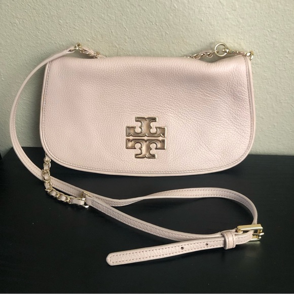 Tory Burch Britten Pale Pink Leather Crossbody Clutch Bag - Picture 2 of 15